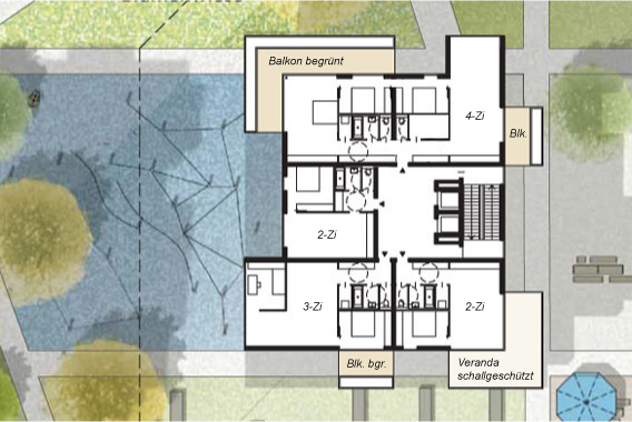 Die kompakten Grundrisse bieten optimale Belichtungs- und Belüftungsverhältnisse, die einfache bauliche Struktur größtmögliche Flexibilität in der Grundrissgestaltung